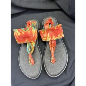 Sanuk Yoga Sling 2 Prints Women's‎ Size Colorful Tie-Dye Yoga Mat Thong Sandals